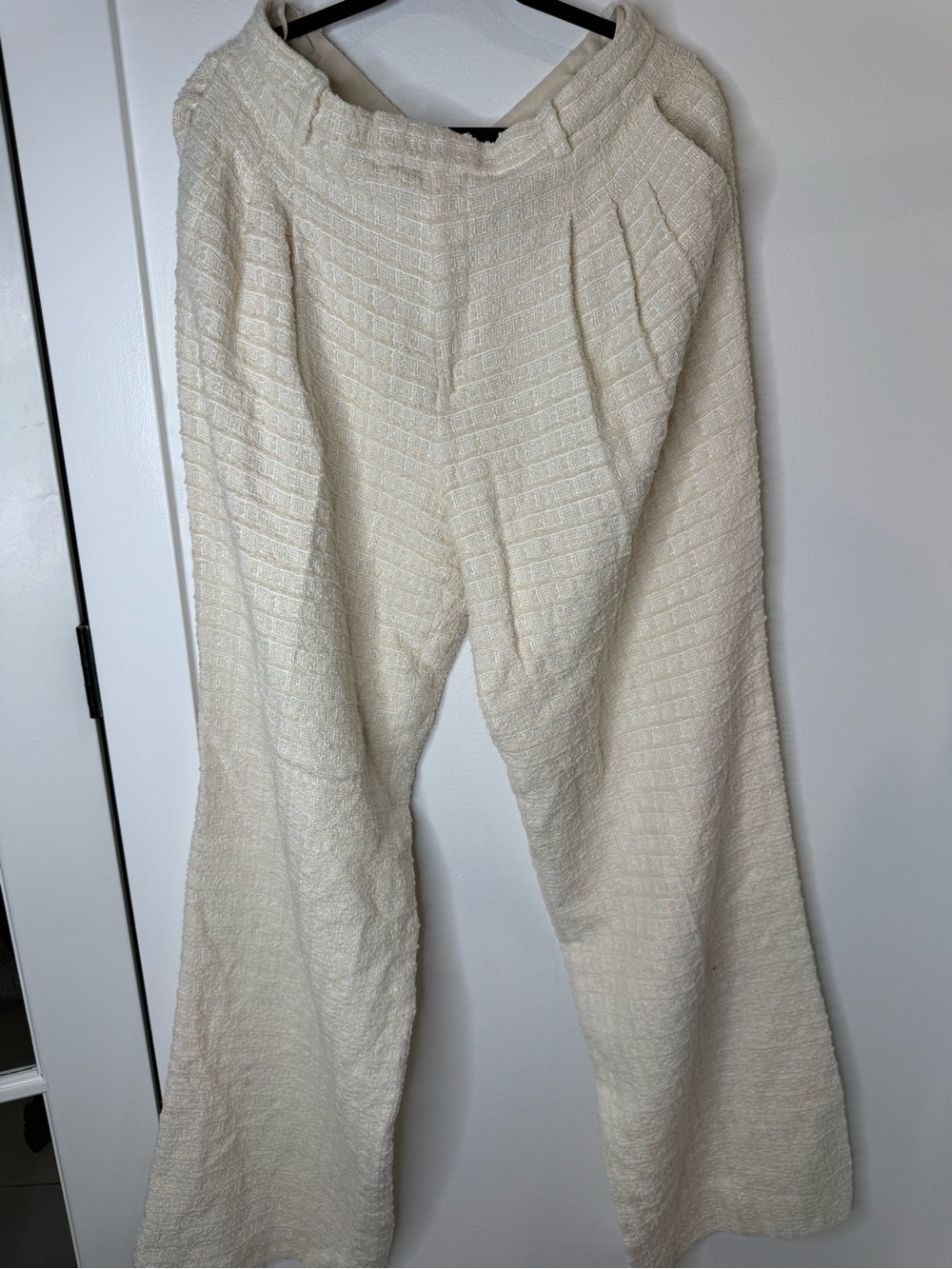 Gucci Cream Textured Wide-Leg Trousers